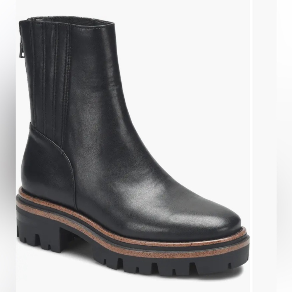 Kork-Ease Black Leather Ankle Booties